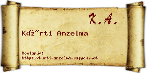 Kürti Anzelma névjegykártya
